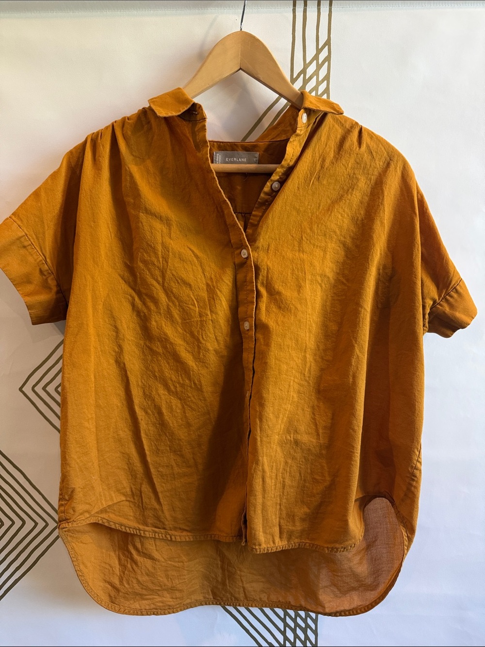 Everlane Casual Button-Down Shirt in Mustard Gold